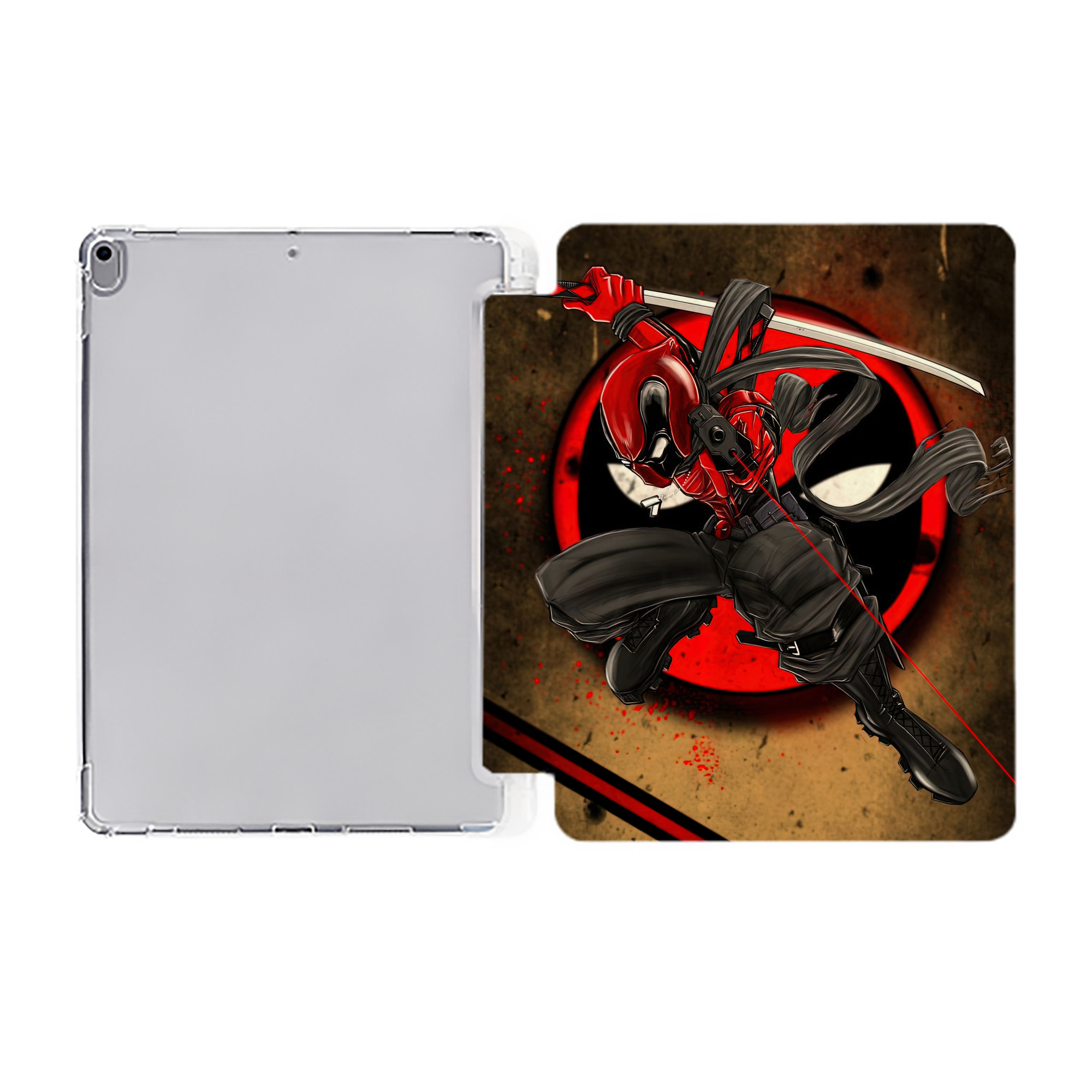 （画像用） Deadpool デッドプール IPad ケース ペン収納付き 三つ折りスタンド PUレザー×シリコン 対応機種9.5/10.5/10.9インチ